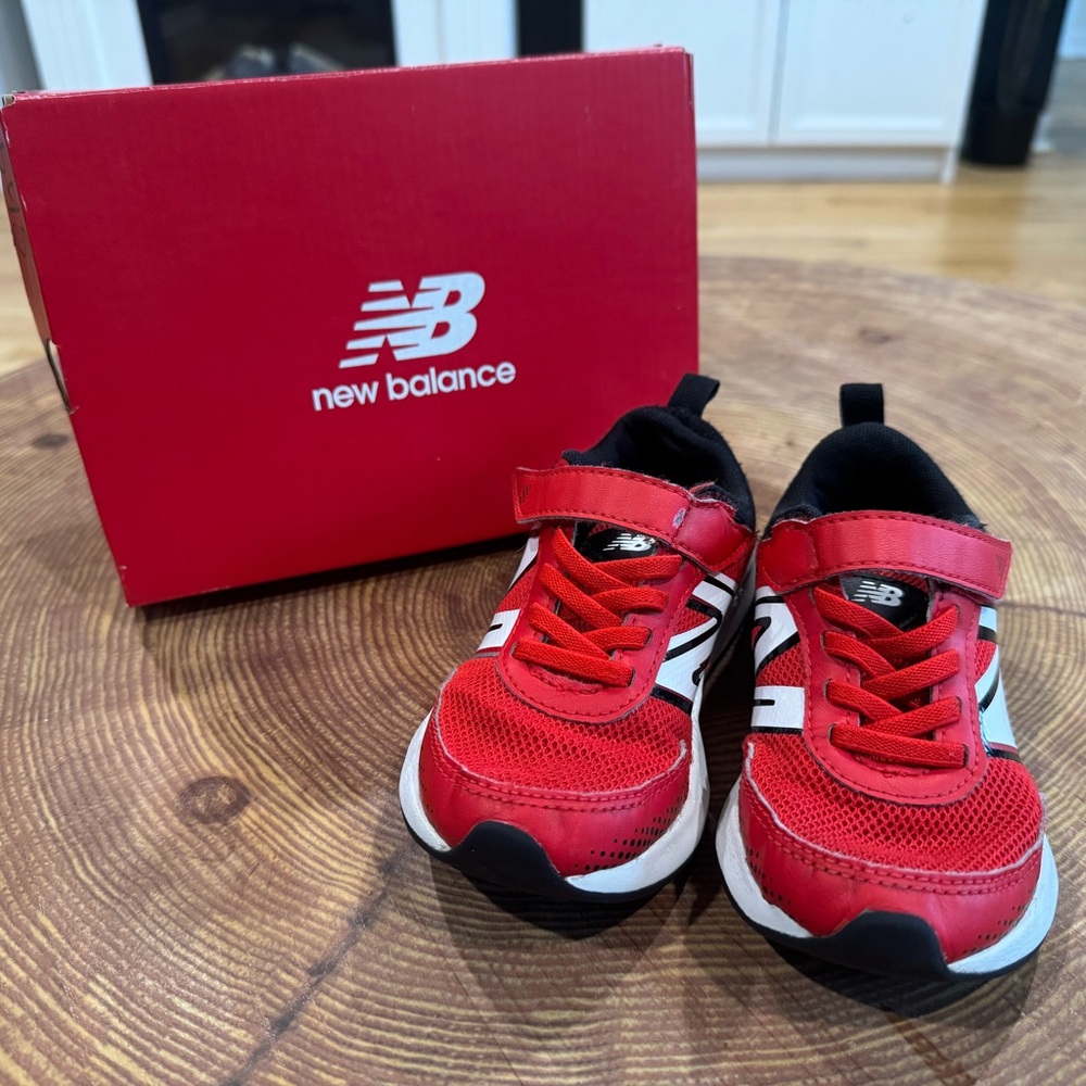 New Balance Kids Red and Black Sneakers